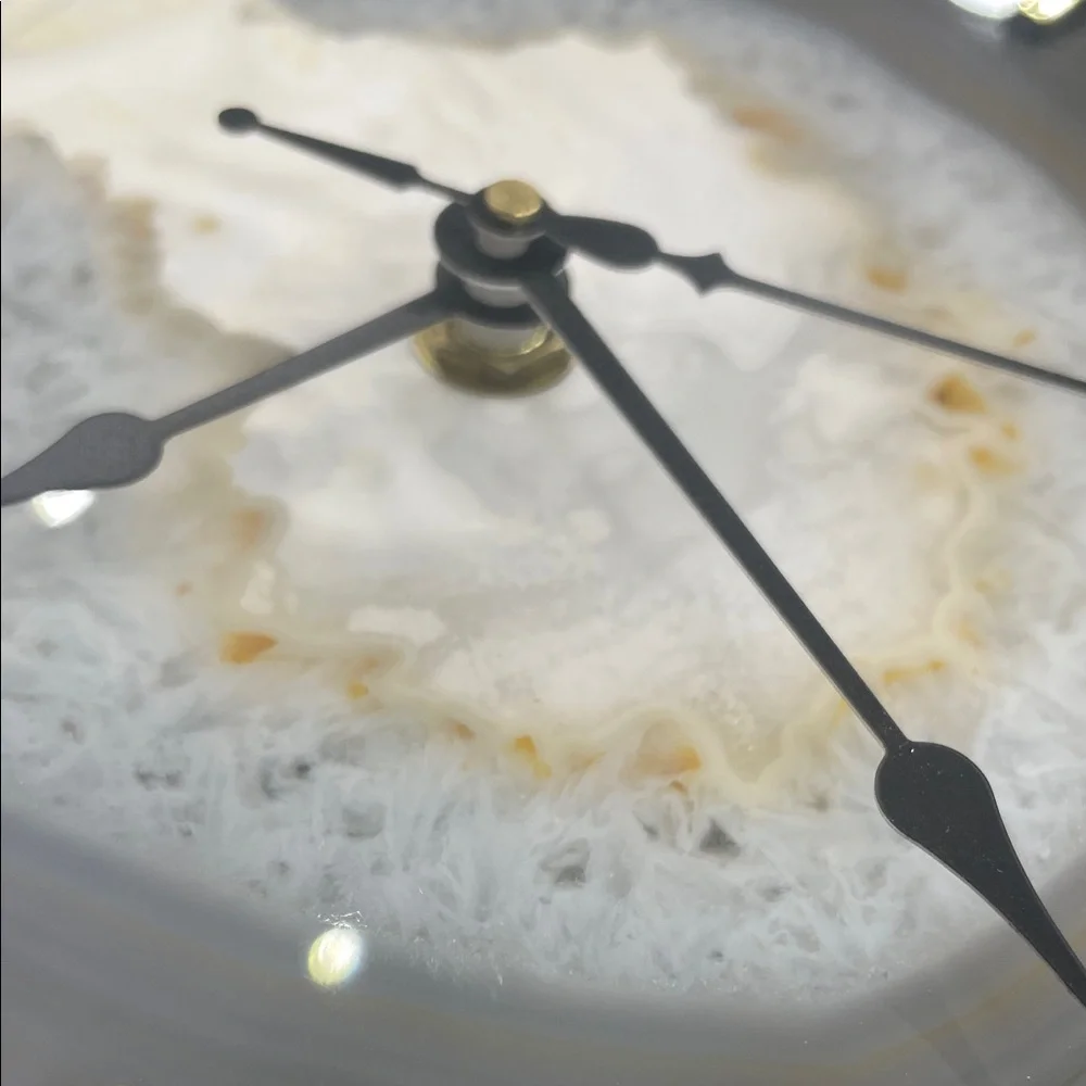 One of a Kind Elegant Gray and Brown Geode Wall Clock with working mechanism - Picture 4 of 4
